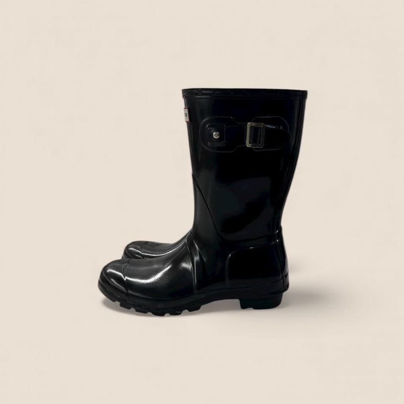 Hunter Classic Rain Boots – Mid-Calf, Glossy Black