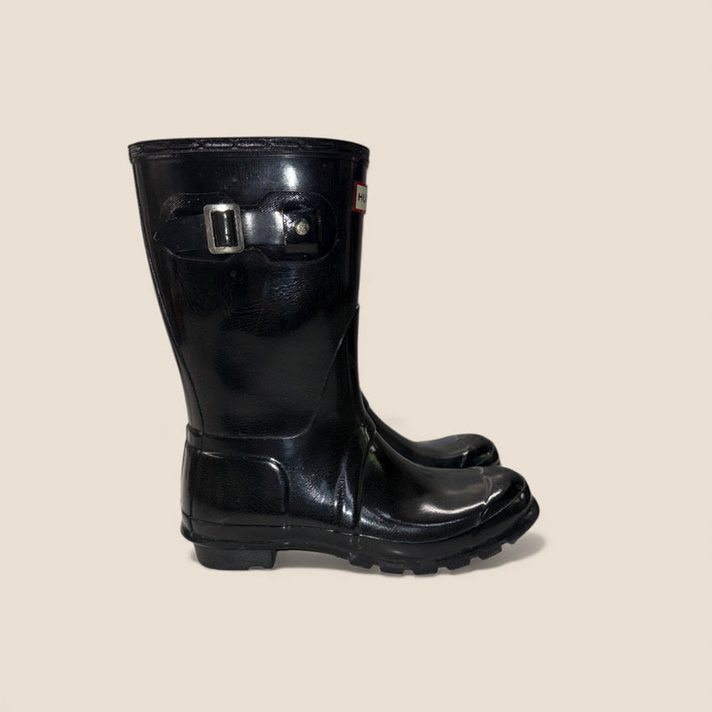 Hunter Classic Rain Boots – Mid-Calf, Glossy Black