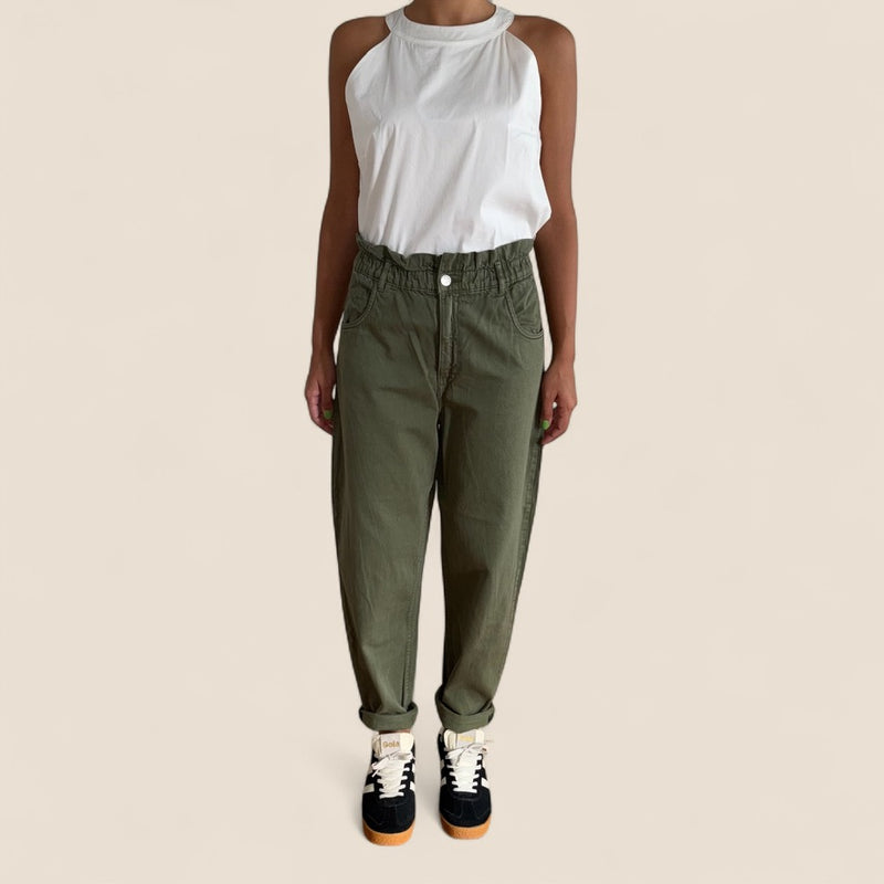 Zara Twill Pants – Military Green