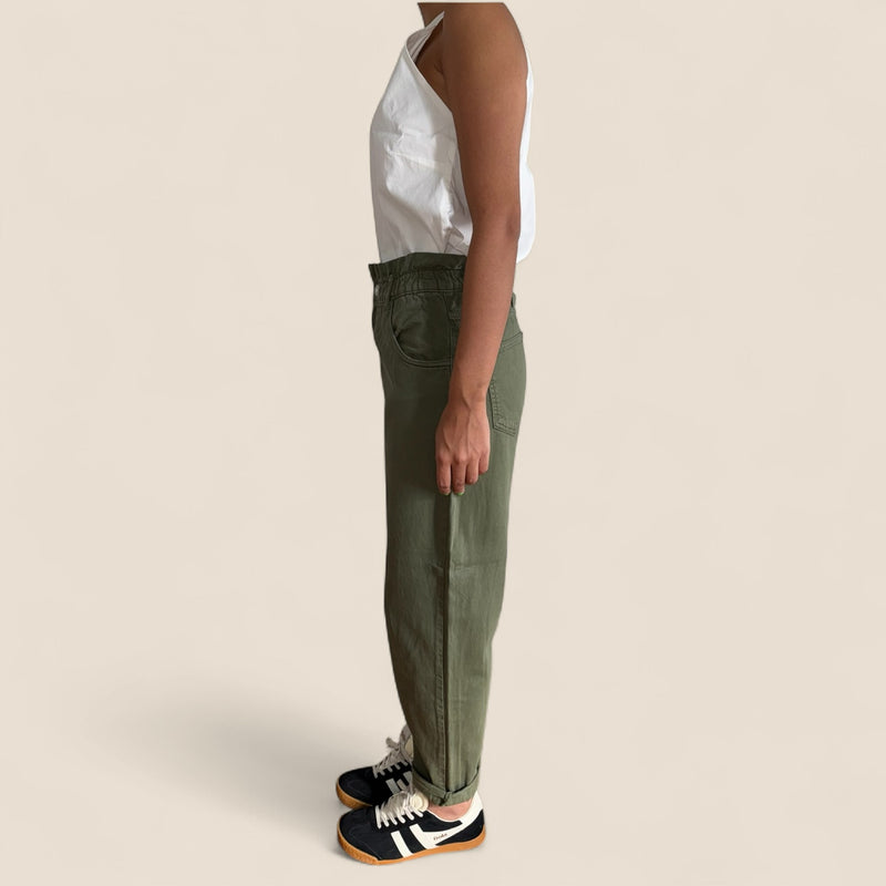 Zara Twill Pants – Military Green