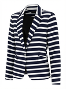 Zara Striped Blazer Navy & White | Tailored Structured Fit | Size L