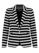 Zara Striped Blazer Navy & White | Tailored Structured Fit | Size L