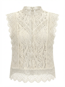 Zara Off-White Lace Top | Feminine Romantic Blouse | Size L