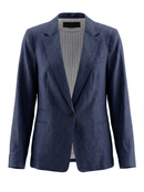 Zara Navy Linen Blazer | Women’s Tailored Pre-Owned Jacket | Amavoo