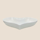 White Ceramic Heart-Shaped Plate – Dual Compartment