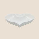 White Ceramic Heart-Shaped Plate – Dual Compartment
