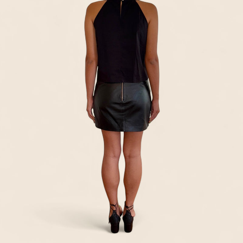 Black Genuine Leather Mini Skirt – Marcelo Quadros (Brazilian Brand)