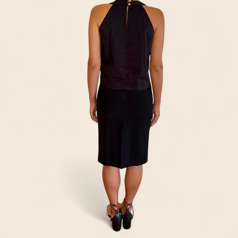 Black Midi Skirt with Leather Detail – Gucci