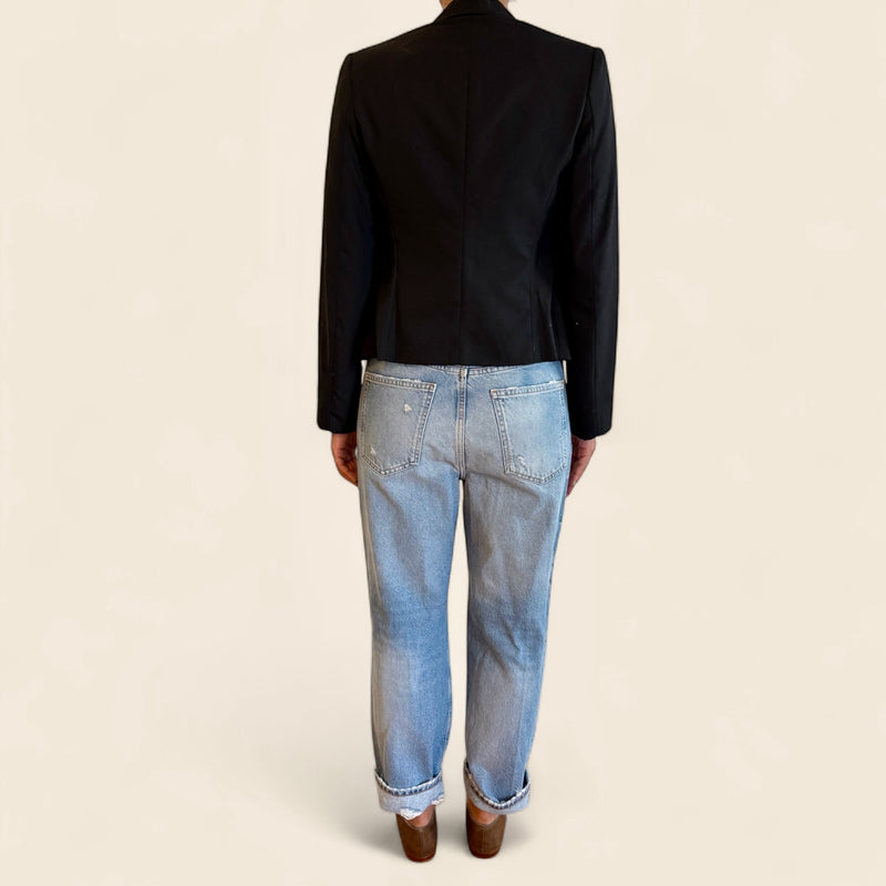 Black Cardigan with Embroidered Collar – Marcelo Quadros