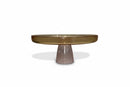 Anthropologie Pink & Yellow Glass Cake Stand | Statement Dessert Stand