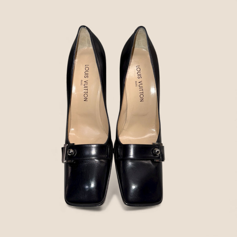 Louis Vuitton Black Leather Heels – Vintage, New in Box