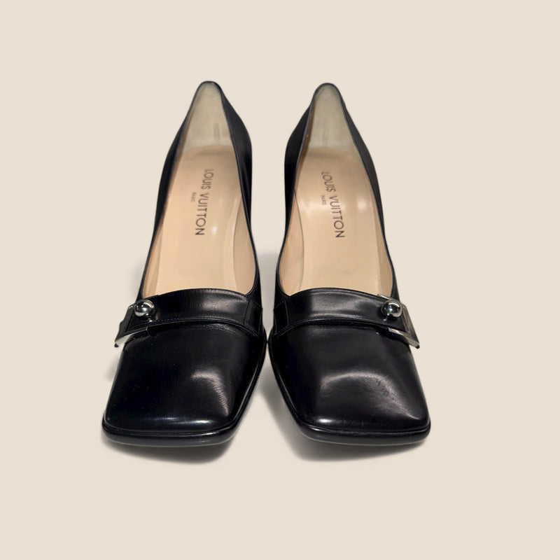 Louis Vuitton Black Leather Heels – Vintage, New in Box