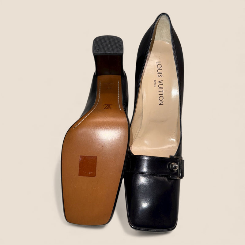 Louis Vuitton Black Leather Heels – Vintage, New in Box