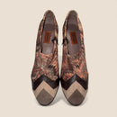 Missoni Ankle Boots — Brown Leather with Signature Zigzag Knit (Vintage, Like New)