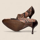 Missoni Ankle Boots — Brown Leather with Signature Zigzag Knit (Vintage, Like New)