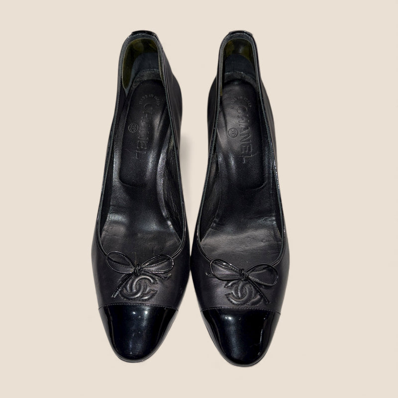 Chanel Black Leather Heels — Excellent Condition