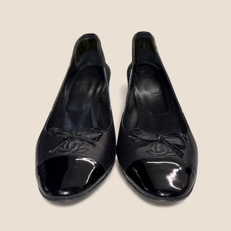 Chanel Black Leather Heels — Excellent Condition