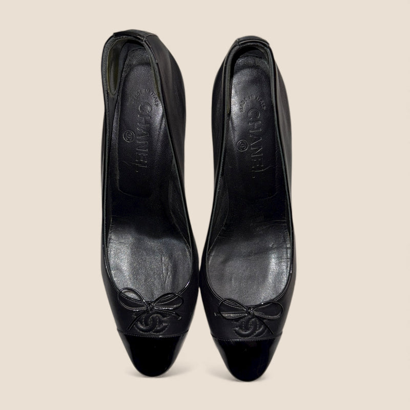 Chanel Black Leather Heels — Excellent Condition