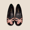 Sarah Chofakian Leather Ballet Flats | Black Designer Flats with Bow