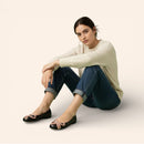 Sarah Chofakian Leather Ballet Flats | Black Designer Flats with Bow