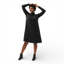 Brazilian Brand Black Turtleneck Midi Dress | Minimalist Long Sleeve Dress
