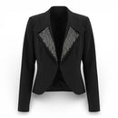 Black Cardigan with Embroidered Collar | Marcelo Quadros