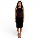 Saia Gucci Preta com Detalhe em Couro – Comprimento Midi