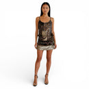 Brown and Gold Embroidered Dress | AllSaints