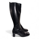 Bally Black Leather Knee-High Boots | Designer Mid Heel Boots