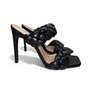 Steve Madden Black Braided High Heel Sandals | Designer Heels Online
