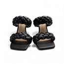 Steve Madden Black Braided High Heel Sandals | Designer Heels Online