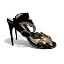 Dolce & Gabbana Black Suede Heels | Metallic Detail High Heel Sandals