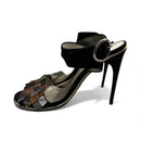 Dolce & Gabbana Black Suede Heels | Metallic Detail High Heel Sandals