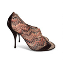 Missoni Ankle Boots | Brown Leather with Signature Zigzag Knit (Vintage, Like New)