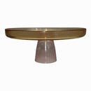 Anthropologie Pink & Yellow Glass Cake Stand | Statement Dessert Stand