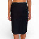 Saia Gucci Preta com Detalhe em Couro – Comprimento Midi