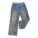 Zara Classic Straight Jeans | Distressed Blue Denim