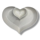 White Ceramic Heart-Shaped Plate | Dual Compartment