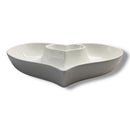 White Ceramic Heart-Shaped Plate | Dual Compartment