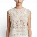 Zara Off-White Lace Top | Feminine Romantic Blouse | Size L