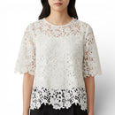 Zara Off-White Lace Top Size L | Elegant Floral Blouse