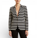 Zara Striped Blazer Navy & White | Tailored Structured Fit | Size L