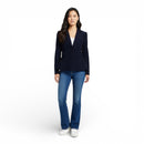 Adriana Barra Navy Velvet Jacket with Pink Satin Lining | Brazilian Designer