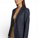 Zara Navy Linen Blazer | Women’s Tailored Pre-Owned Jacket | Amavoo