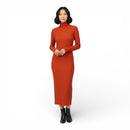 Farm Ribbed Knit Midi Dress | Rust Orange | Brazilian Designer